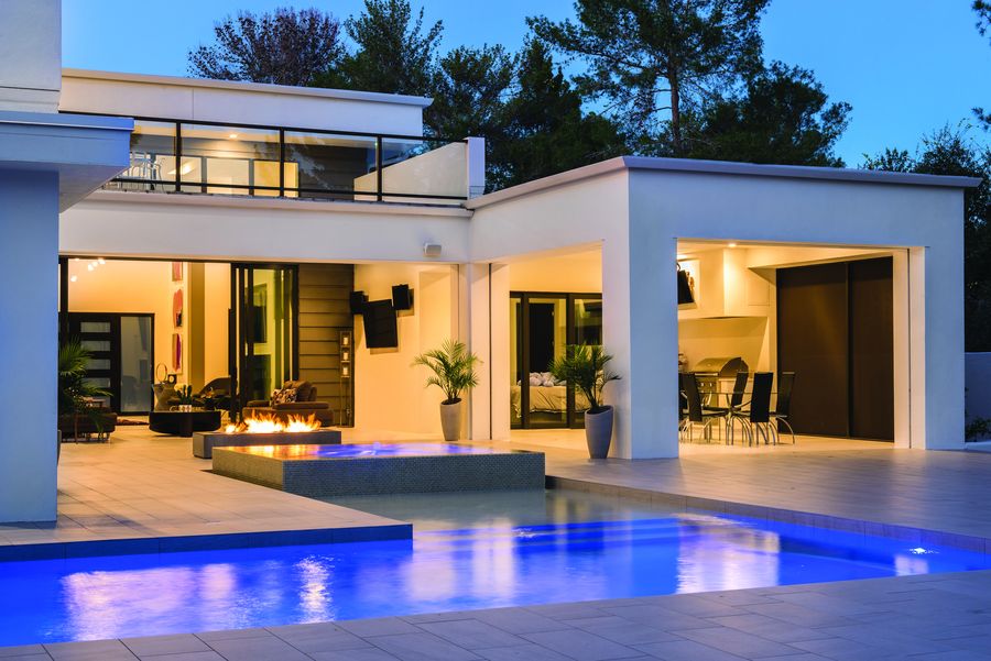 Modern living room with designed lighting